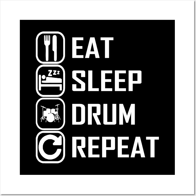 EAT SLEEP DRUM REPEAT Wall Art by BeDesignerWorld